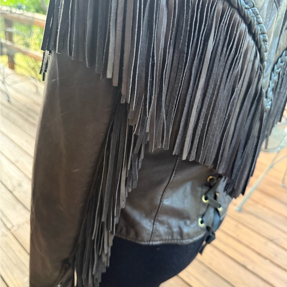 Vintage Dallas Premium Leather USA Made Fringe Western Jacket Removable Liner - Picture 11 of 15